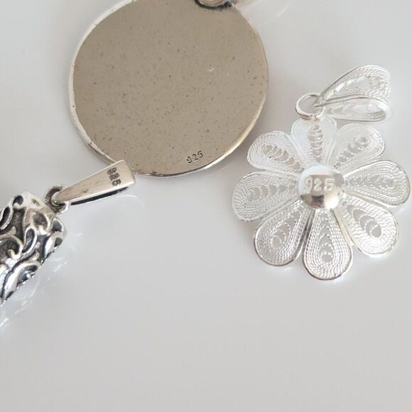 Sterling Silver Pendants SET of 3 and One Stainless Steel Chain - Picture 12 of 12